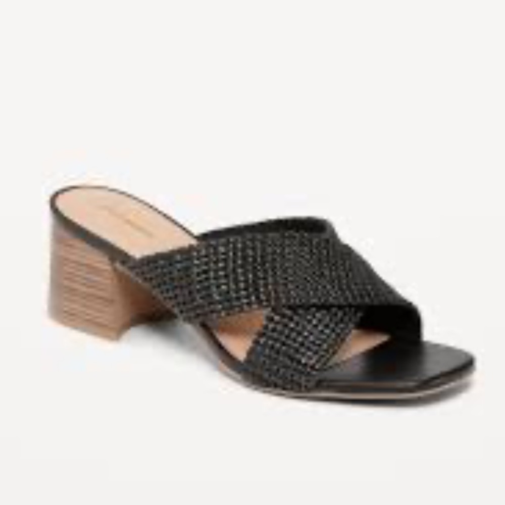 Braided cross strap block heel mule sandal size 7 new! LAST PRICE